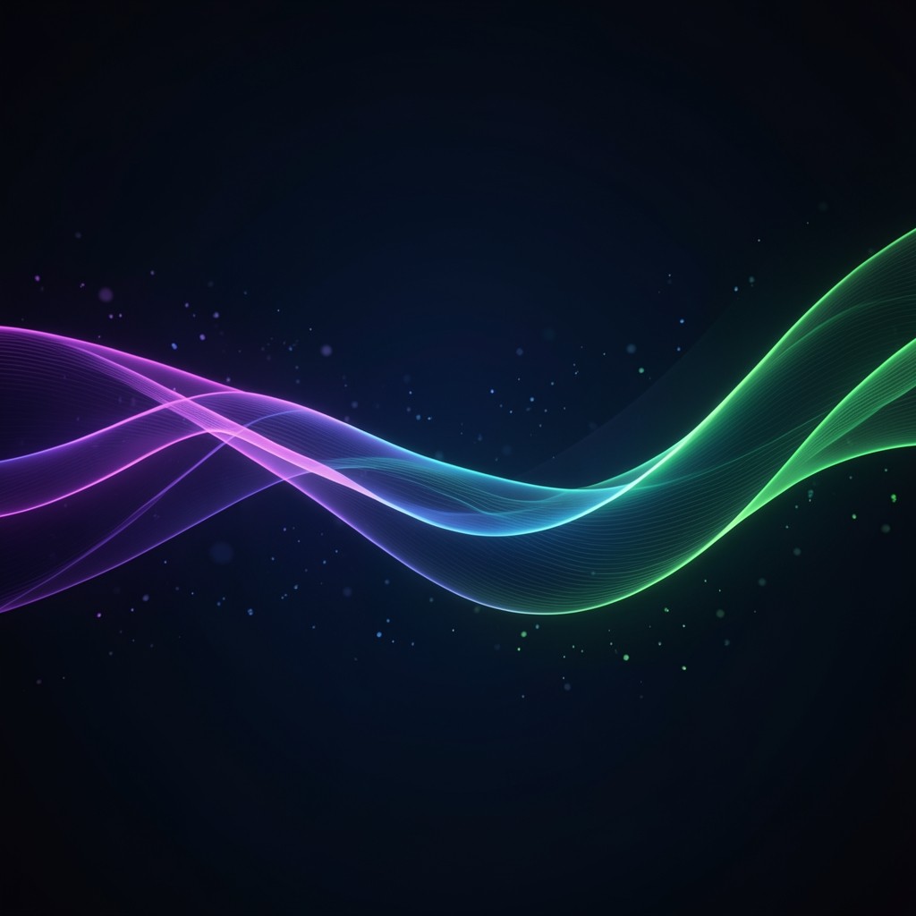 Abstract Solana network visualization with purple and green gradient light trails